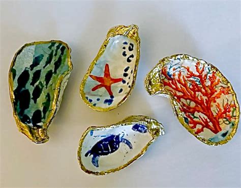 Decoupage Oyster Shells Etsy