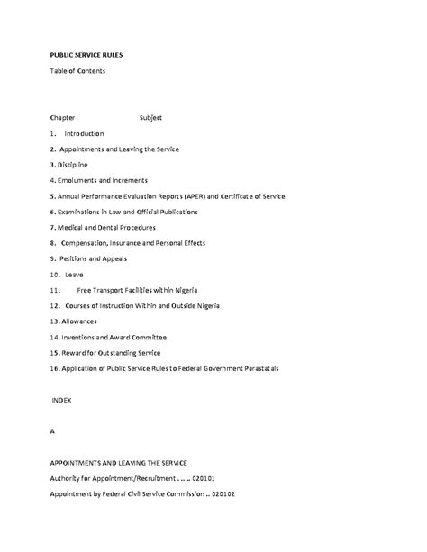 Public-Service-Rules - PUBLIC SERVICE RULES Table of Contents Chapter 1