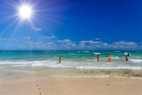 PLAYA DEL CARMEN MEXICO APR 2022 Girl In String Tanga Bikini On The Beach On A Sunny Day In