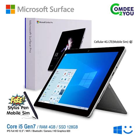 แทบเลต Microsoft Surface Pro Core i5 Gen7 RAM 4GB SSD 128GB IPS Full