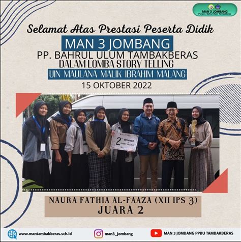 Peserta Didik Man Jombang Juara Story Telling Tingkat Nasional