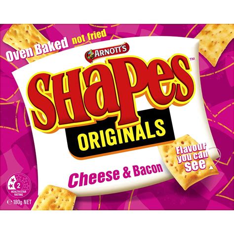 Arnotts Shapes Cheese And Bacon Cracker Biscuits 180g Woolworths