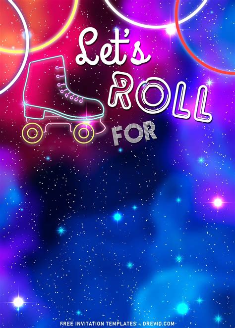 7 Lets Roll Roller Skate Party Invitation Templates