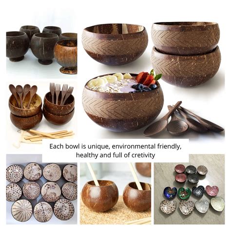 Unique And Natural Coconut Bowls Vietnam Natural Coconut Bowl Set Eco