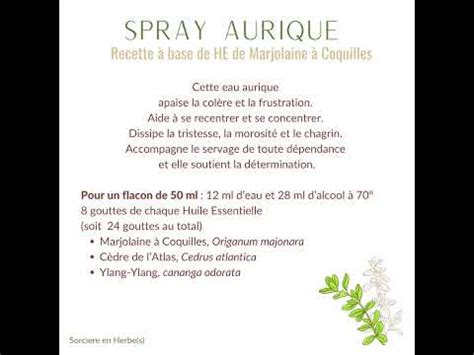 Recette Spray Aurique à la Marjolaine YouTube