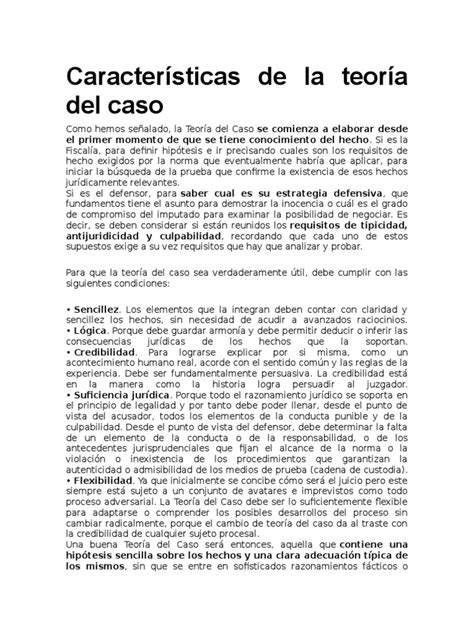 Características De La Teoría Del Caso Pdf Teoría Conocimiento