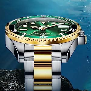 Olevs Stainless Steel Luxury Analogue Men S Watch Green Gold Dial