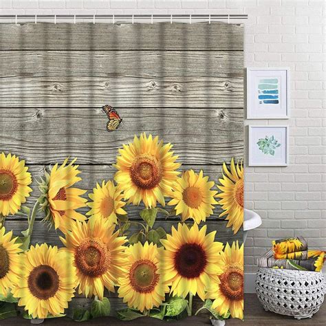 Sunflower Shower Curtain Set Complete Your Bathroom Decor With This