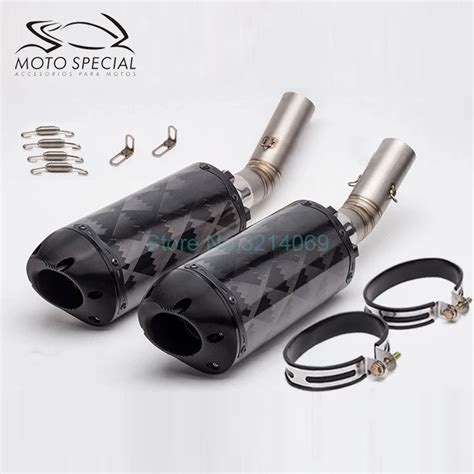 Universal 51mm Motorcycle Exhaust Pipe Muffler Escape Carbon Fiber Motorbike Exhaust Silencer