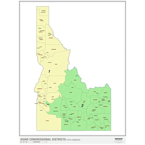 Idaho 2024 Congressional Districts Wall Map By MapShop, 53% OFF