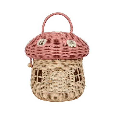 Olli Ella Rattan Mushroom Basket Musk Milka