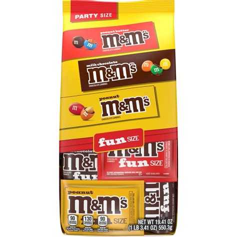 M&M'S Milk Chocolate, Peanut & Peanut Butter Fun Size Variety Pack ...