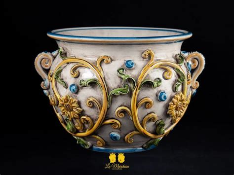 Portavaso Vaso Barocco In Ceramica Di Caltagirone La Marchesa