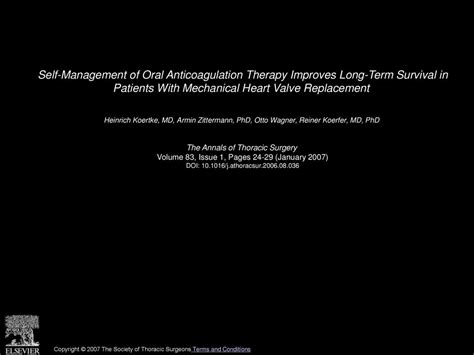 Self Management Of Oral Anticoagulation Therapy Improves Long Term