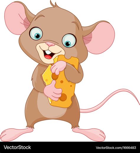 Mouse Holding A Piece Cheese Royalty Free Vector Image