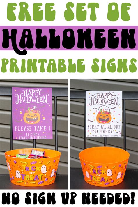 Free Halloween Candy Printable Sign Set: No Sign Up Needed