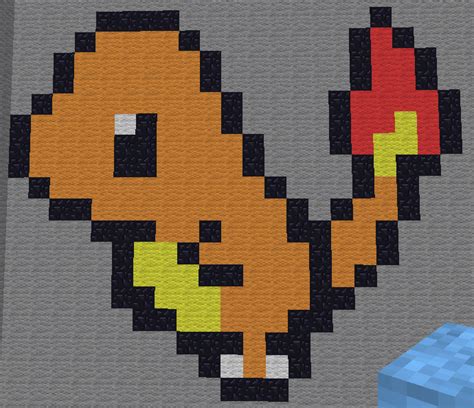 Charmander Pixel Art 32x32 Grid