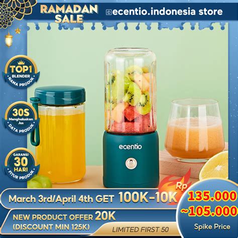 Jual Ecentio Blender Portable Mini Juice Kaca Blender Pisau Juicer