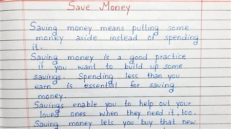 Write A Short Essay On Save Money Essay Writing English Youtube