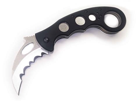 Serrated Folding Karambit Stone Washed D2 Canadian Tactical Gadgets