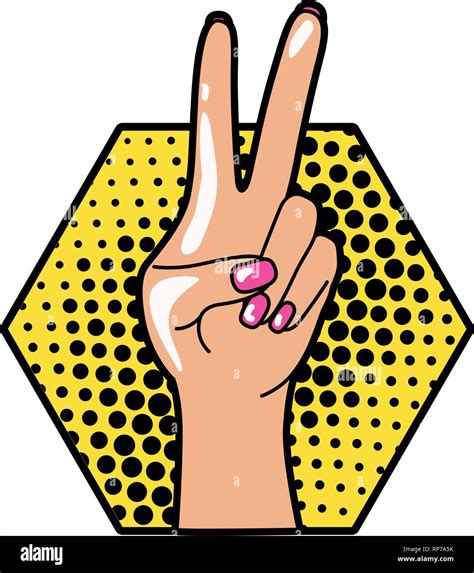 Hand With Peace Sign And Love Pop Art Stock Vector Image Art Alamy