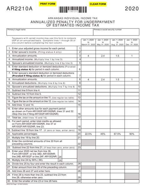 Form AR2210A Download Fillable PDF or Fill Online Annualized Penalty for Underpayment of ...