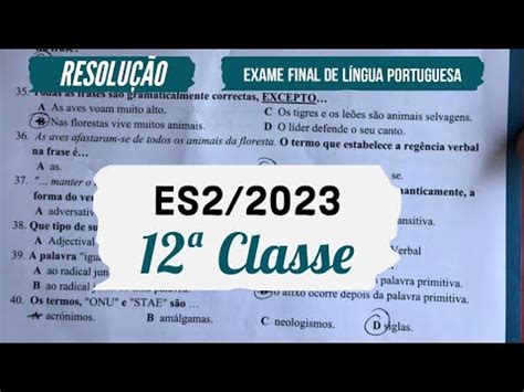 Resolu O Do Exame Da Classe P Youtube