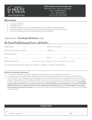 Fillable Online Optional For Graduate Students Only Dl Grad Plus