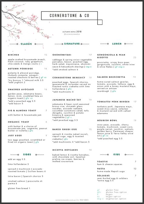 New Autumn Menu – Cornerstone & Co