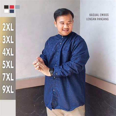 Jual Kemeja Koko Pria Lengan Panjang Ukuran S M L XL XXL XXXL XXXXL 4XL