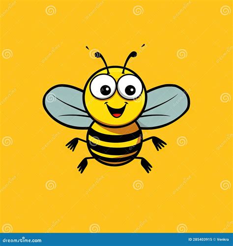 Cartoon Illustration of a Funny Flying Honey Bee Stock Illustration ...