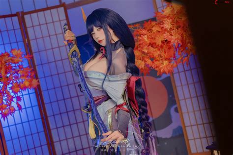 Ovo Yaokoututu Cosplay Raiden Shogun Genshin Impact Photos