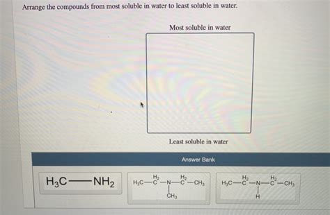 Solved Arrange The Compounds From Most Soluble In Water To Chegg