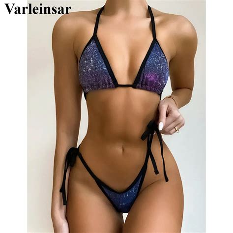 Sexy Glitter Sparkling Bikini Women Swimwear Female Swimsuit Two Pieces