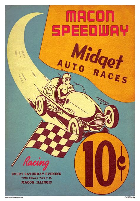 Macon Speedway Midget Auto Races — Vintage Reproduction Racing Posters