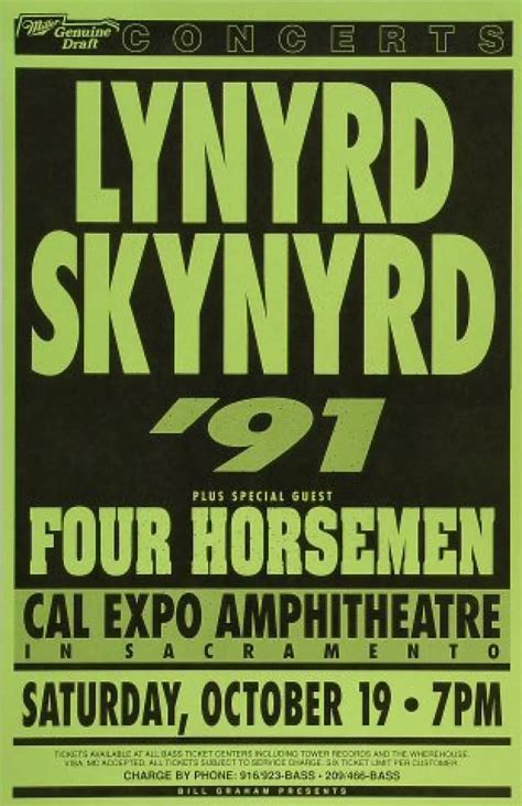 Lynyrd Skynyrd Vintage Concert Poster From Cal Expo Amphitheater Oct