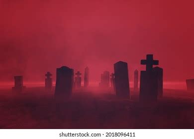 Graveyard Fog Scary Halloween Background 3d Stock Illustration ...