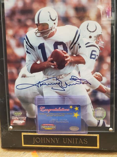 Johnny Unitas Baltimore Colts Autograph Signed 8 X 10 Photo Plaque Mm