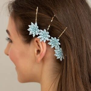 Pcs Blue Succulent Hair Pins Hairpin Bobby Pins Hair Plants Christmas