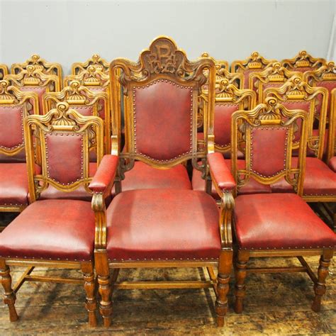 Antique Set Of 24 Victorian Carved Oak Dining Chairs Antiquescouk