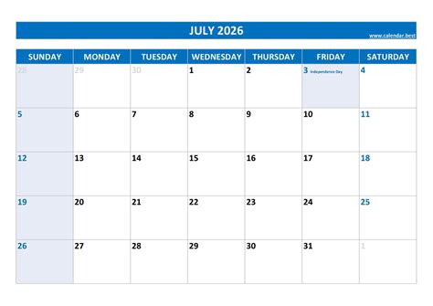 What Holidays Are In July 2026 - Calendar 2026