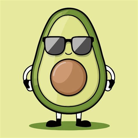 El Personaje De Dibujos Animados Gracioso Del Aguacate Vector Premium