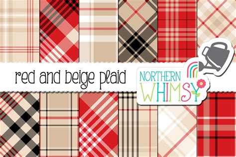 Ad Beige And Red Plaid Patterns By Northern Whimsy Design On