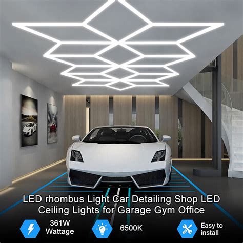 Hexagon Led Lighting Car Detail Garage Workshop Retail Light Updated