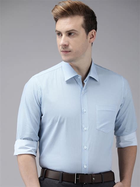 Buy Van Heusen Men Blue Self Design Slim Fit Pure Cotton Formal Shirt Shirts For Men 20686888