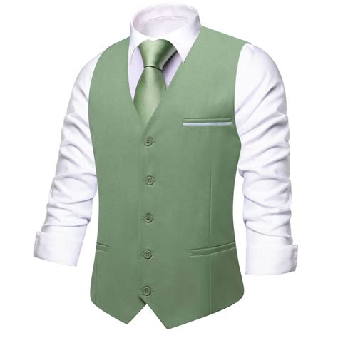 tie mens work vest sage green solid silk vest business dress suit
