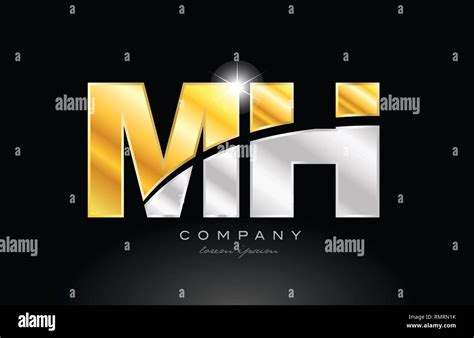 Combination Letter Mh M H Alphabet Logo Icon Design With Gold Silver