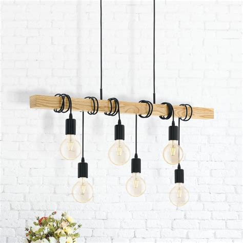 Lampada A Sospensione Townshend Legno 6 Luci Lampade It