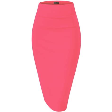 Handc Women Premium Nylon Ponte Stretch Office Pencil Skirt High Waist