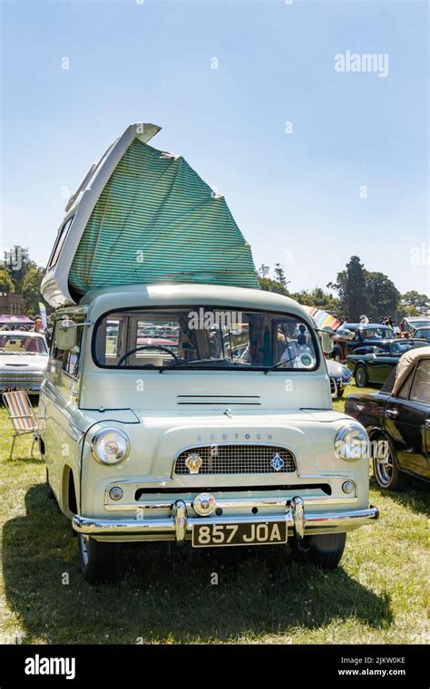 Classic Vintage Cream Bedford Dormobile Romany Camper Van Stock